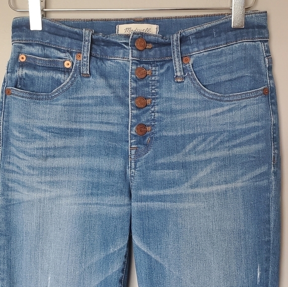 Madewell Cali Denim-Boot Cut Distressed Button Fly Jeans 26 - Picture 9 of 11